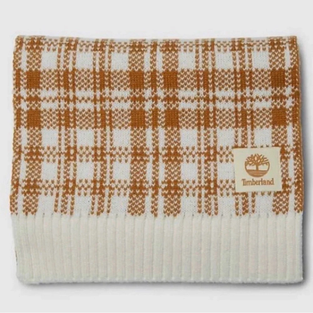 Timberland plaid‎ knit scarf in a wheat and cream color scheme Urban Outdoors